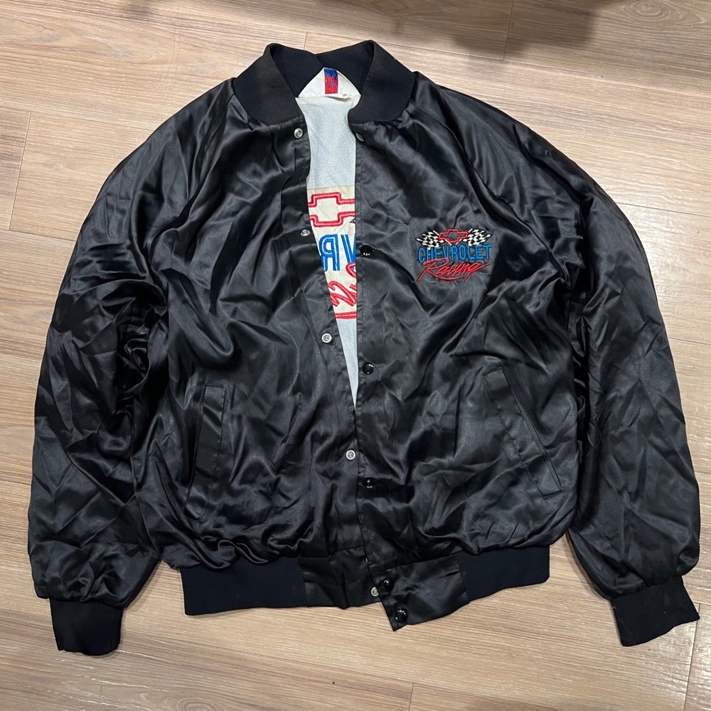 WestArk Mens Chevrolet Racing Bomber Jacket Embroidered Black L